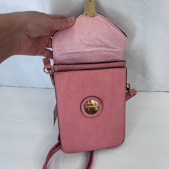 AR New York NEW Smartphone Crossbody Purse Bag Thin NEW Vegan Leather Pink - Picture 4 of 11